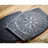 A Pair Leather Bracers  Aegishjalmur Helm of Awe Runes  Celtic Spiritual 